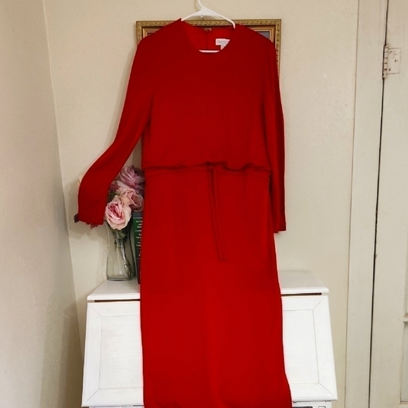 Claude Rene Dresses & Skirts - Elegant Red Vintage Dress Career Modest Romance Cottagecore Size 8 Whimsical